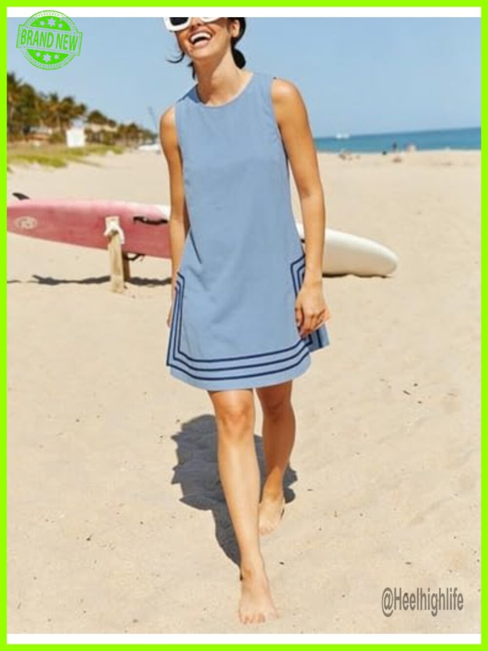 Sleeveless Crewneck A-Line Mini Dress with Keyhole Back - Picture 5 of 7